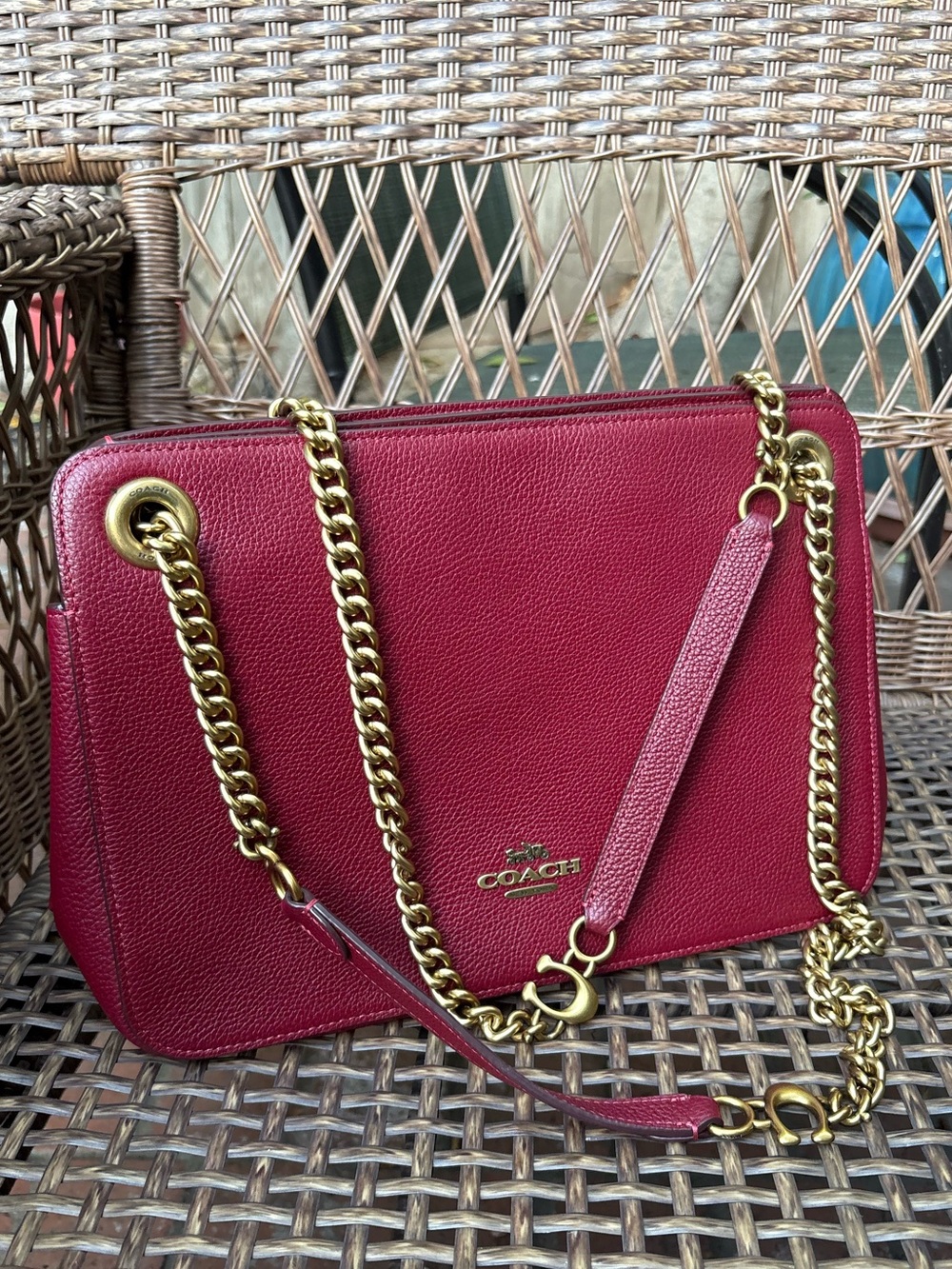 Coach Bryant Convertible Carryall In Brass/Deep Red - Picture 16 of 16